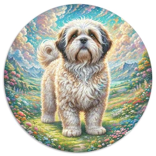 Lhasa Apso Rund Puzzles 1000 Teile Erwachsene Und Kinder Puzzle Guter Freund Partner Haustier Geschicklichkeitsspiel Geschenk Spielabende Lernen Fordernde Heraus Große 1000pcs (67.5x67.5cm) von RTTASVLZX