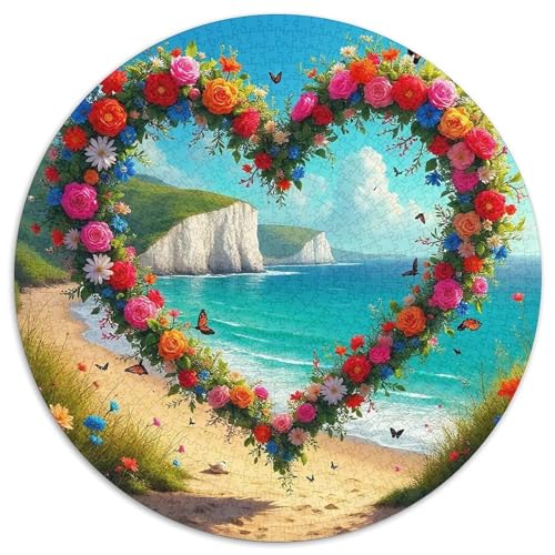 Liebe Blumen Puzzle 1000 Teile Rund Puzzles Erwachsene Und Kinder Romantisches Motiv Ältere Magischer Lernspiel Rätsel Teiliges Clevere 1000pcs (67.5x67.5cm) von RTTASVLZX