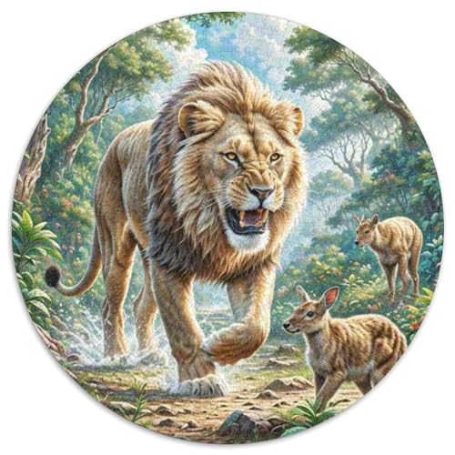 Löwen 1000 Stück Puzzle Rund Puzzles Erwachsene Und Kinder Good Friend Partner Löwen Legespiel Spiele Geschicklichkeitsspiel Geschenk Spielabende Lernen 1000pcs (67.5x67.5cm) von RTTASVLZX