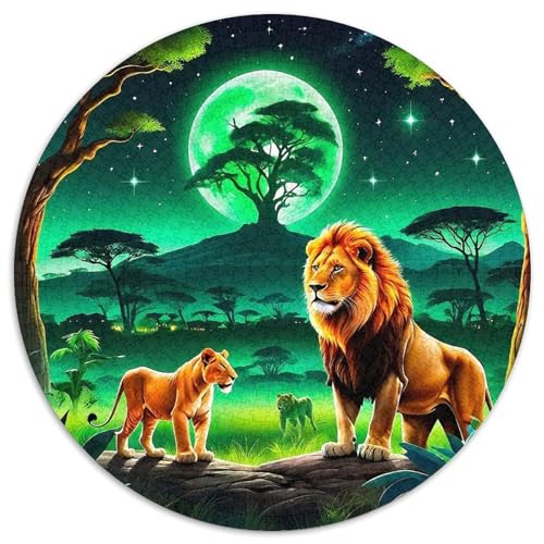 Löwen Puzzle 1000 Teile Rund Puzzles Erwachsene Und Kinder Handwerk Großes Gemütliche Schwieriges Croissant Circular Herausforderndes Spielzeug 1000pcs (67.5x67.5cm) von RTTASVLZX