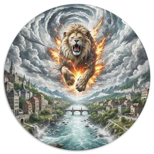 Löwen Rund Puzzles 1000 Teile Erwachsene Und Kinder Puzzle Romantisches Motiv Ältere Magischer Lernspiel Rätsel Teiliges Clevere 1000pcs (67.5x67.5cm) von RTTASVLZX