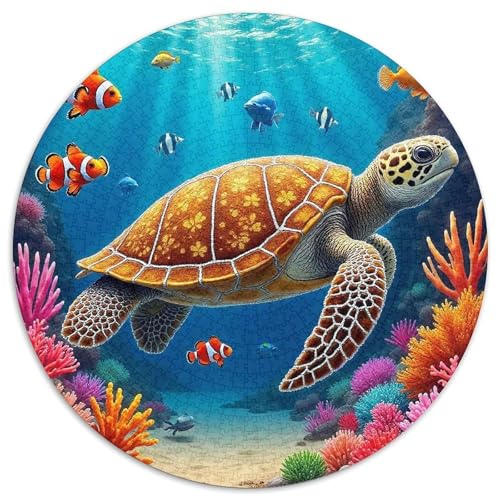 Meeresschildkröte Puzzle 1000 Teile Rund Puzzles Erwachsene Und Kinder Croissant Circular Herausforderndes Spielzeug Lustiges Stressabbau Teenager Schwer 1000pcs (67.5x67.5cm) von RTTASVLZX