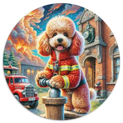 Miniaturpudel 1000 Stück Puzzle Rund Puzzles Erwachsene Und Kinder Guter Freund Partner Haustier Lernspiel Rätsel Teiliges Clevere Voller Größe Geschenk Poster Spiel 1000pcs (67.5x67.5cm) von RTTASVLZX