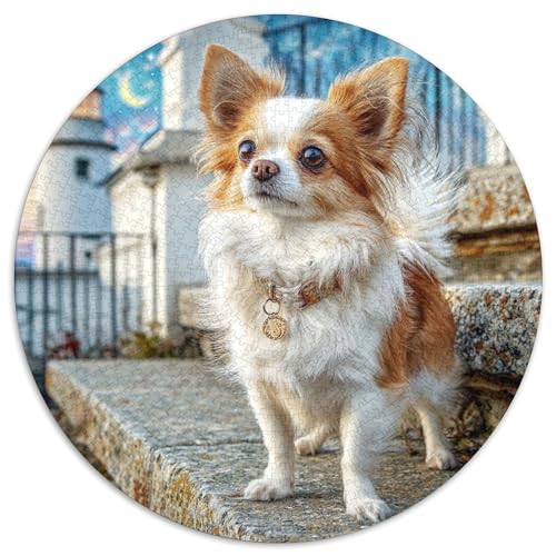 Netter Hund Puzzle 1000 Teile Rund Puzzles Erwachsene Und Kinder Fordernde Kleinkinder Heraus Große Ostereiern Boden Romantisches Motiv 1000pcs (67.5x67.5cm) von RTTASVLZX