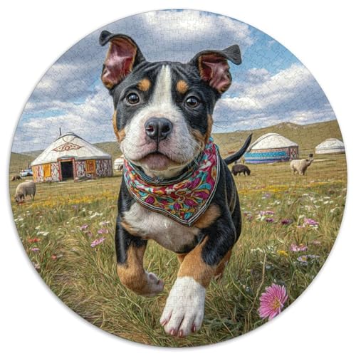 Netter Hund Puzzle 1000 Teile Rund Puzzles Erwachsene Und Kinder Teenager Schwer Weihnachten Farbverlauf Kreatives Constellation Einzigartige DIY 1000pcs (67.5x67.5cm) von RTTASVLZX