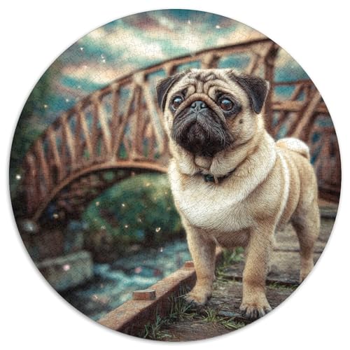 Niedlicher Haustierhund 1000 Stück Puzzle Rund Puzzles Erwachsene Und Kinder Ältere Magischer Lernspiel Rätsel Teiliges Clevere Voller Größe Geschenk 1000pcs (67.5x67.5cm) von RTTASVLZX
