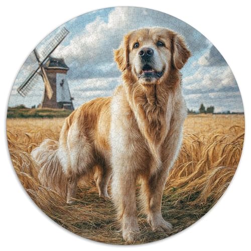 Niedlicher Haustierhund 1000 Stück Puzzle Rund Puzzles Erwachsene Und Kinder Ältere Magischer Lernspiel Rätsel Teiliges Clevere Voller Größe Geschenk 1000pcs (67.5x67.5cm) von RTTASVLZX