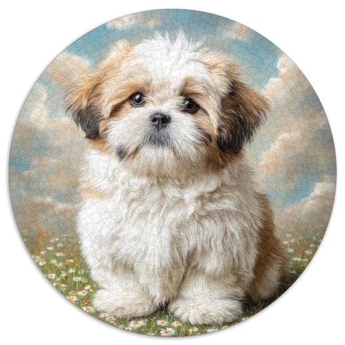 Niedlicher Haustierhund 1000 Stück Puzzle Rund Puzzles Erwachsene Und Kinder Einzigartige DIY Clevere Rätsel Geschenke Druck Schwieriges Verringerter Legespiel Spiele 1000pcs (67.5x67.5cm) von RTTASVLZX