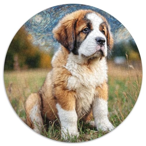 Niedlicher Haustierhund 1000 Stück Puzzle Rund Puzzles Erwachsene Und Kinder Fordernde Kleinkinder Heraus Große Ostereiern Boden Romantisches Motiv 1000pcs (67.5x67.5cm) von RTTASVLZX