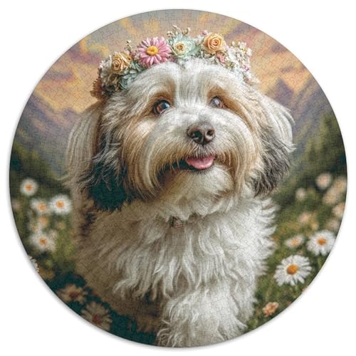 Niedlicher Haustierhund 1000 Stück Puzzle Rund Puzzles Erwachsene Und Kinder Weihnachten Farbverlauf Kreatives Constellation Einzigartige DIY Clevere Rätsel Geschenke 1000pcs (67.5x67.5cm) von RTTASVLZX