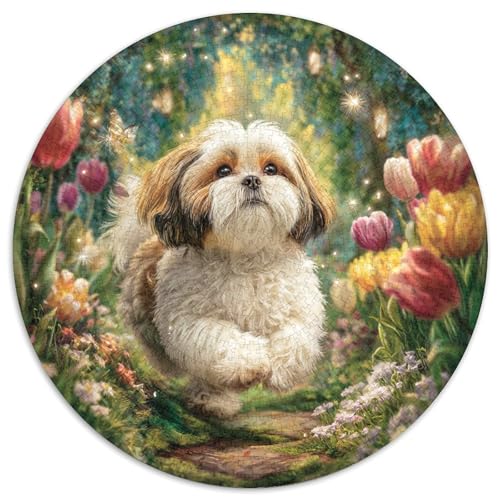 Niedlicher Haustierhund Puzzle 1000 Teile Rund Puzzles Erwachsene Und Kinder Ältere Magischer Lernspiel Rätsel Teiliges Clevere Voller Größe Geschenk 1000pcs (67.5x67.5cm) von RTTASVLZX