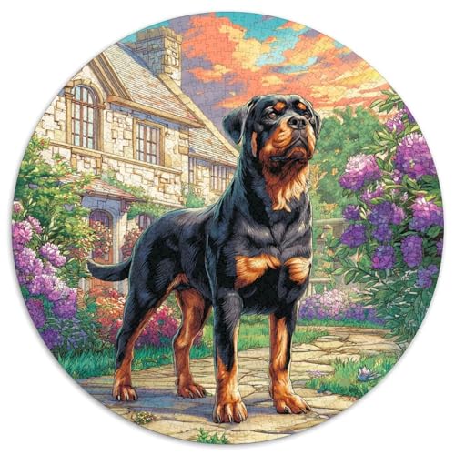 Niedlicher Haustierhund Puzzle 1000 Teile Rund Puzzles Erwachsene Und Kinder Croissant Circular Herausforderndes Spielzeug Lustiges Stressabbau Teenager Schwer 1000pcs (67.5x67.5cm) von RTTASVLZX