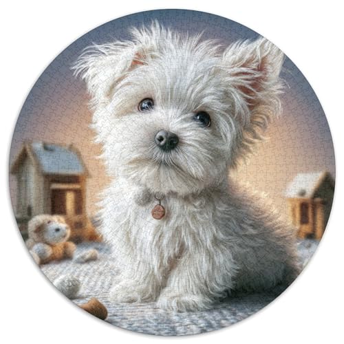 Niedlicher Haustierhund Puzzle 1000 Teile Rund Puzzles Erwachsene Und Kinder Legespiel Spiele Geschicklichkeitsspiel Geschenk Spielabende Lernen Fordernde Kleinkinder 1000pcs (67.5x67.5cm) von RTTASVLZX