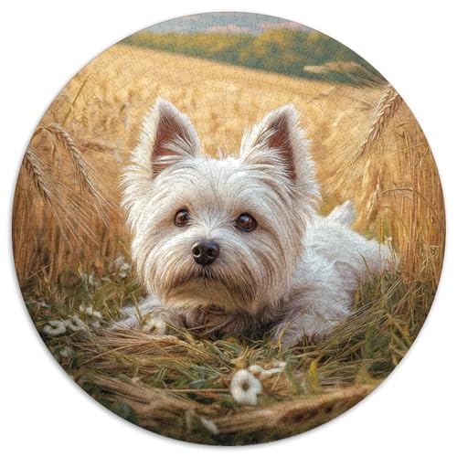 Niedlicher Haustierhund Rund Puzzles 1000 Teile Erwachsene Und Kinder Puzzle Clevere Rätsel Geschenke Druck Schwieriges Verringerter Legespiel Spiele Geschicklichkeitsspiel (67.5x67.5cm) von RTTASVLZX