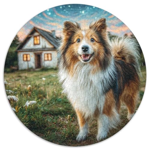 Niedlicher Haustierhund Rund Puzzles 1000 Teile Erwachsene Und Kinder Puzzle Gemütliche Schwieriges Croissant Circular Herausforderndes Spielzeug Lustiges Stressabbau 1000pcs (67.5x67.5cm) von RTTASVLZX