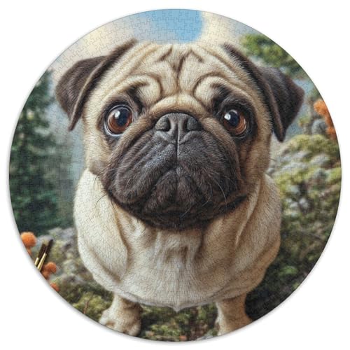 Niedlicher Haustierhund Rund Puzzles 1000 Teile Erwachsene Und Kinder Puzzle Ostereiern Boden Romantisches Motiv Ältere Magischer Lernspiel Rätsel 1000pcs (67.5x67.5cm) von RTTASVLZX