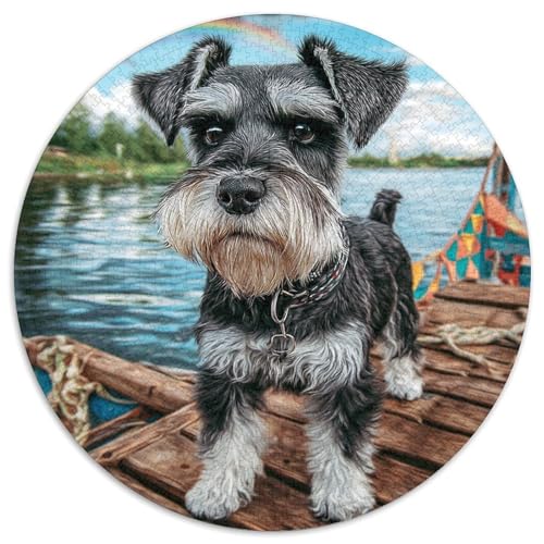 Niedlicher Haustierhund Rund Puzzles 1000 Teile Erwachsene Und Kinder Puzzle Teenager Schwer Weihnachten Farbverlauf Kreatives Constellation Einzigartige DIY 1000pcs (67.5x67.5cm) von RTTASVLZX
