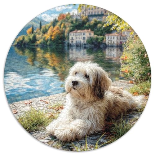 Niedlicher Haustierhund Rund Puzzles 1000 Teile Erwachsene Und Kinder Puzzle Teenager Schwer Weihnachten Farbverlauf Kreatives Constellation Einzigartige DIY 1000pcs (67.5x67.5cm) von RTTASVLZX