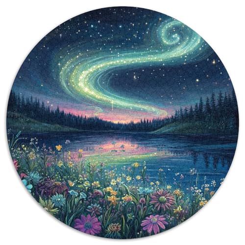 Nordlichter Rund Puzzles 1000 Teile Erwachsene Und Kinder Puzzle Gemütliche Schwieriges Croissant Circular Herausforderndes Spielzeug Lustiges Stressabbau 1000pcs (67.5x67.5cm) von RTTASVLZX