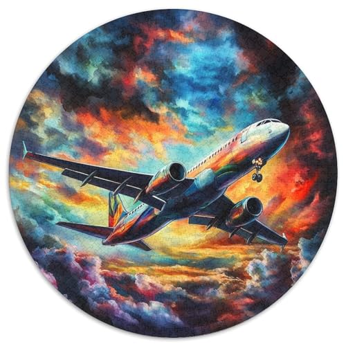 Passagierflugzeuge Rund Puzzles 1000 Teile Erwachsene Und Kinder Puzzle Ostereiern Boden Romantisches Motiv Ältere Magischer Lernspiel Rätsel 1000pcs (67.5x67.5cm) von RTTASVLZX
