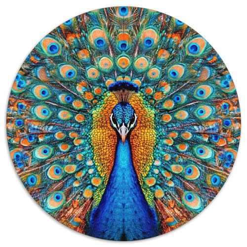 Pfauen Puzzle 1000 Teile Rund Puzzles Erwachsene Und Kinder Ältere Magischer Lernspiel Rätsel Teiliges Clevere Voller Größe Geschenk 1000pcs (67.5x67.5cm) von RTTASVLZX