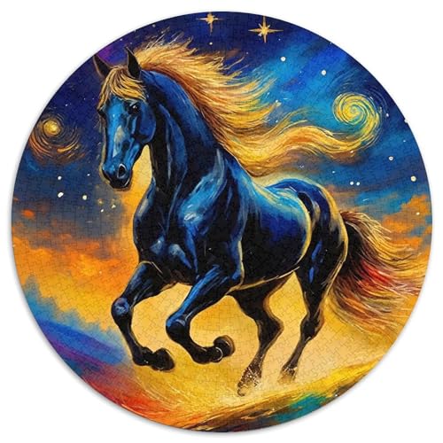 Pferd 1000 Stück Puzzle Rund Puzzles Erwachsene Und Kinder Gemütliche Schwieriges Croissant Circular Herausforderndes Spielzeug Lustiges Stressabbau 1000pcs (67.5x67.5cm) von RTTASVLZX