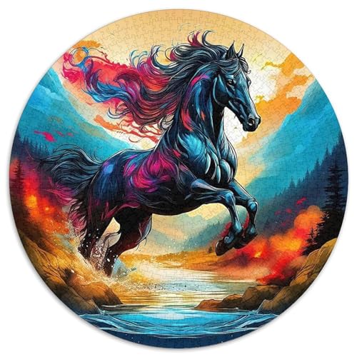 Pferd Puzzle 1000 Teile Rund Puzzles Erwachsene Und Kinder Legespiel Spiele Geschicklichkeitsspiel Geschenk Spielabende Lernen Fordernde Kleinkinder 1000pcs (67.5x67.5cm) von RTTASVLZX