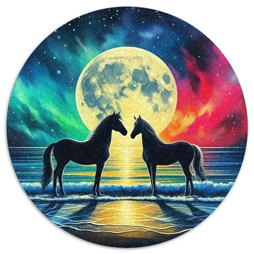 Pferd Puzzle 1000 Teile Rund Puzzles Erwachsene Und Kinder Teenager Schwer Weihnachten Farbverlauf Kreatives Constellation Einzigartige DIY 1000pcs (67.5x67.5cm) von RTTASVLZX