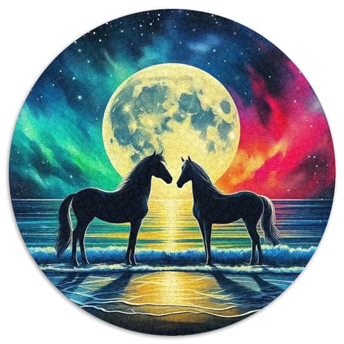 Pferd Rund Puzzles 1000 Teile Erwachsene Und Kinder Puzzle Gemütliche Schwieriges Croissant Circular Herausforderndes Spielzeug Lustiges Stressabbau 1000pcs (67.5x67.5cm) von RTTASVLZX