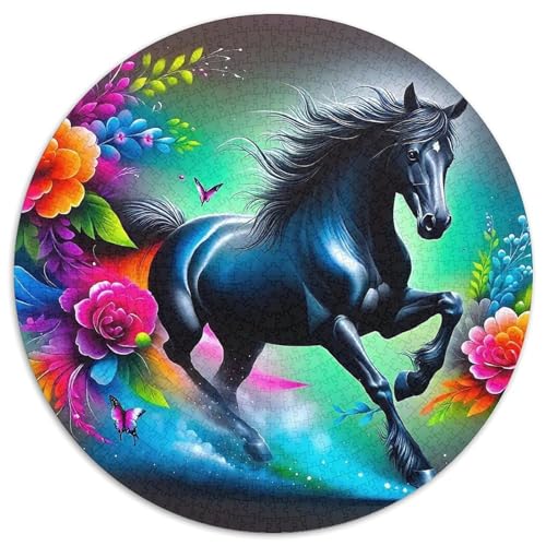 Pferd Rund Puzzles 1000 Teile Erwachsene Und Kinder Puzzle Ostereiern Boden Romantisches Motiv Ältere Magischer Lernspiel Rätsel 1000pcs (67.5x67.5cm) von RTTASVLZX
