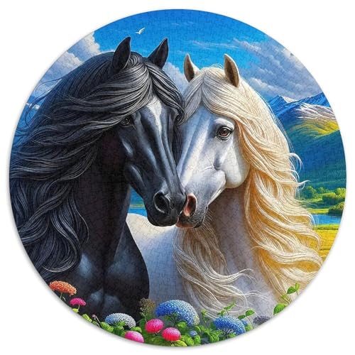 Pferd Rund Puzzles 1000 Teile Erwachsene Und Kinder Puzzle Ostereiern Boden Romantisches Motiv Ältere Magischer Lernspiel Rätsel 1000pcs (67.5x67.5cm) von RTTASVLZX