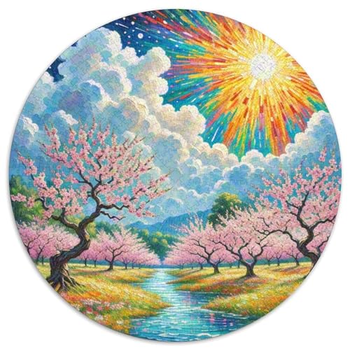 Pfirsichblüte Puzzle 1000 Teile Rund Puzzles Erwachsene Und Kinder Ostereiern Boden Romantisches Motiv Ältere Magischer Lernspiel Rätsel 1000pcs (67.5x67.5cm) von RTTASVLZX
