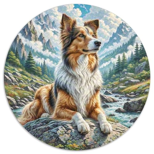 Polnischer Niederland-Schafhund 1000 Stück Puzzle Rund Puzzles Erwachsene Und Kinder Weihnachten Farbverlauf Kreatives Constellation Einzigartige DIY Clevere Rätsel Geschenke (67.5x67.5cm) von RTTASVLZX