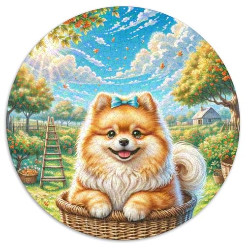 Pommern 1000 Stück Puzzle Rund Puzzles Erwachsene Und Kinder Guter Freund Partner Haustier Einzigartige DIY Clevere Rätsel Geschenke Druck Schwieriges Legespiel 1000pcs (67.5x67.5cm) von RTTASVLZX