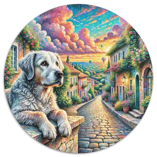 Portugiesischer Wasserhund Rund Puzzles 1000 Teile Erwachsene Und Kinder Puzzle Voller Größe Geschenk Poster Game Abbauen Impossible Stress Stressfreisetzung 1000pcs (67.5x67.5cm) von RTTASVLZX