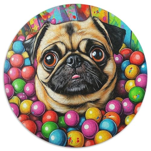 Pug 1000 Stück Puzzle Rund Puzzles Erwachsene Und Kinder Gemütliche Schwieriges Croissant Circular Herausforderndes Spielzeug Lustiges Stressabbau 1000pcs (67.5x67.5cm) von RTTASVLZX