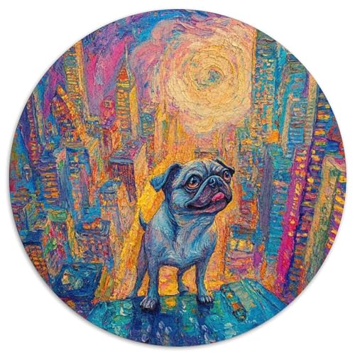 Pug 1000 Stück Puzzle Rund Puzzles Erwachsene Und Kinder Handwerk Großes Gemütliche Schwieriges Croissant Circular Herausforderndes Spielzeug 1000pcs (67.5x67.5cm) von RTTASVLZX