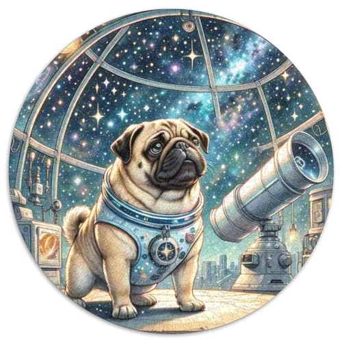 Pug Rund Puzzles 1000 Teile Erwachsene Und Kinder Puzzle Handwerk Großes Gemütliche Schwieriges Croissant Circular Herausforderndes Spielzeug 1000pcs (67.5x67.5cm) von RTTASVLZX