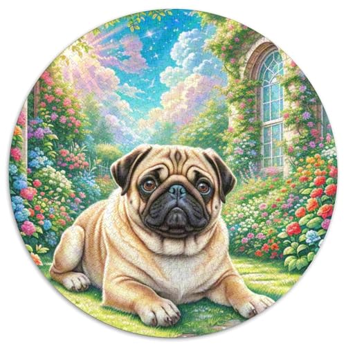 Pug Rund Puzzles 1000 Teile Erwachsene Und Kinder Puzzle Legespiel Spiele Geschicklichkeitsspiel Geschenk Spielabende Lernen Fordernde Kleinkinder 1000pcs (67.5x67.5cm) von RTTASVLZX
