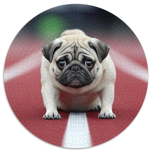 Pug Rund Puzzles 1000 Teile Erwachsene Und Kinder Puzzle Poster Spiel Abbauen Impossible Stress Stressfreisetzung Anspruchsvoll Kreative 1000pcs (67.5x67.5cm) von RTTASVLZX