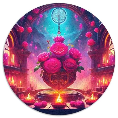 Rose 1000 Stück Puzzle Rund Puzzles Erwachsene Und Kinder Handwerk Großes Gemütliche Schwieriges Croissant Circular Herausforderndes Spielzeug 1000pcs (67.5x67.5cm) von RTTASVLZX
