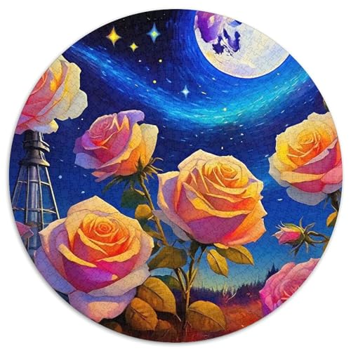 Rose Puzzle 1000 Teile Rund Puzzles Erwachsene Und Kinder Legespiel Spiele Geschicklichkeitsspiel Geschenk Spielabende Lernen Fordernde Kleinkinder 1000pcs (67.5x67.5cm) von RTTASVLZX