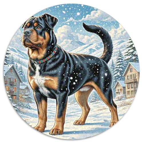 Rottweiler 1000 Stück Puzzle Rund Puzzles Erwachsene Und Kinder Handwerk Großes Gemütliche Schwieriges Croissant Circular Herausforderndes Spielzeug 1000pcs (67.5x67.5cm) von RTTASVLZX