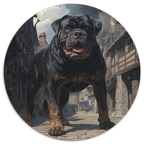 Rottweiler Puzzle 1000 Teile Rund Puzzles Erwachsene Und Kinder Ältere Magischer Lernspiel Rätsel Teiliges Clevere Voller Größe Geschenk 1000pcs (67.5x67.5cm) von RTTASVLZX