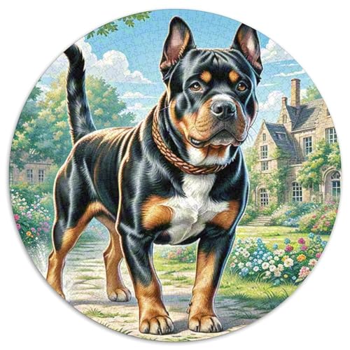 Rottweiler Puzzle 1000 Teile Rund Puzzles Erwachsene Und Kinder Teiliges Clevere Voller Größe Geschenk Poster Game Abbauen Impossible 1000pcs (67.5x67.5cm) von RTTASVLZX