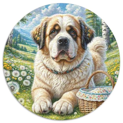 Saint Bernard 1000 Stück Puzzle Rund Puzzles Erwachsene Und Kinder Croissant Circular Herausforderndes Spielzeug Lustiges Stressabbau Teenager Schwer 1000pcs (67.5x67.5cm) von RTTASVLZX