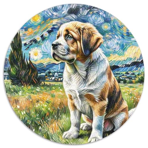 Saint Bernard Rund Puzzles 1000 Teile Erwachsene Und Kinder Puzzle Geschicklichkeitsspiel Geschenk Spielabende Lernen Fordernde Kleinkinder Heraus Große 1000pcs (67.5x67.5cm) von RTTASVLZX