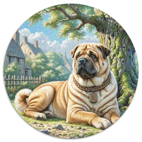 Schar Pei 1000 Stück Puzzle Rund Puzzles Erwachsene Und Kinder Gemütliche Schwieriges Croissant Circular Herausforderndes Spielzeug Lustiges Stressabbau 1000pcs (67.5x67.5cm) von RTTASVLZX