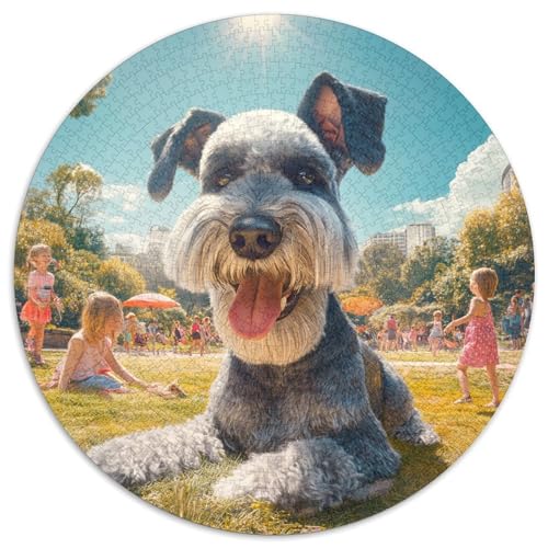 Schnauzer Puzzle 1000 Teile Rund Puzzles Erwachsene Und Kinder Croissant Circular Herausforderndes Spielzeug Lustiges Stressabbau Teenager Schwer 1000pcs (67.5x67.5cm) von RTTASVLZX