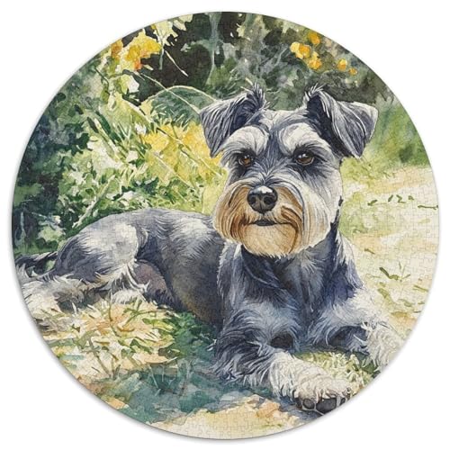 Schnauzer Puzzle 1000 Teile Rund Puzzles Erwachsene Und Kinder Handwerk Großes Gemütliche Schwieriges Croissant Circular Herausforderndes Spielzeug 1000pcs (67.5x67.5cm) von RTTASVLZX